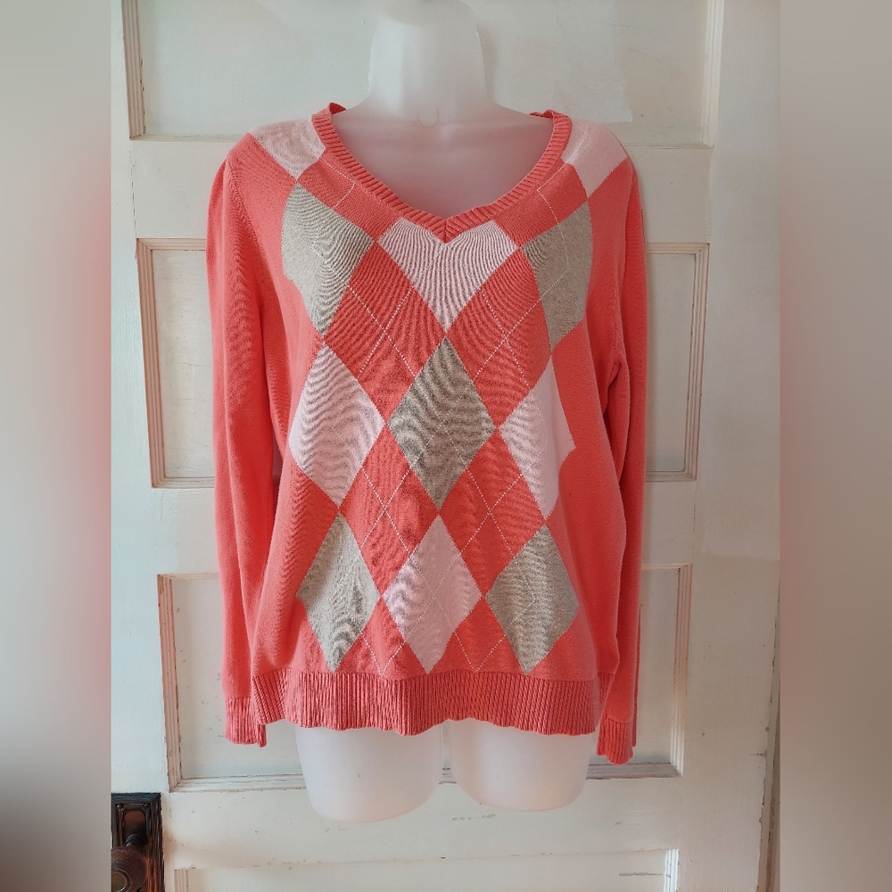 Vintage Izod Argyle 100% Cotton Sweater